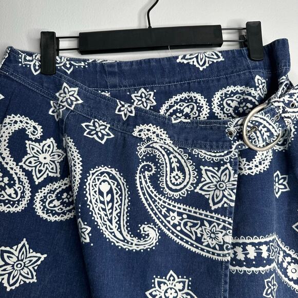 Vintage State of the Art Women's Blue and White Paisley Print Wrap Skirt Size 13 - Picture 3 of 7
